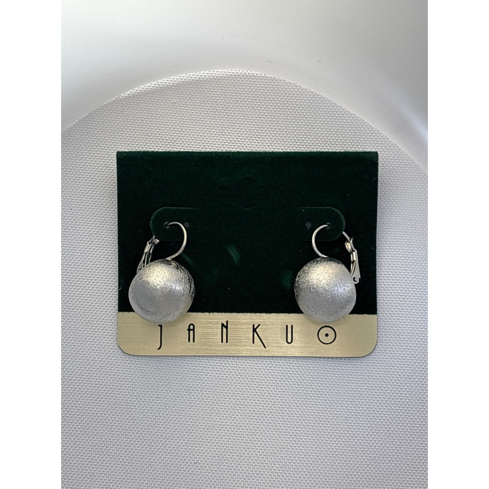 Earrings Brushed Silver Tone Metal Leverback Drop Style New with Tags